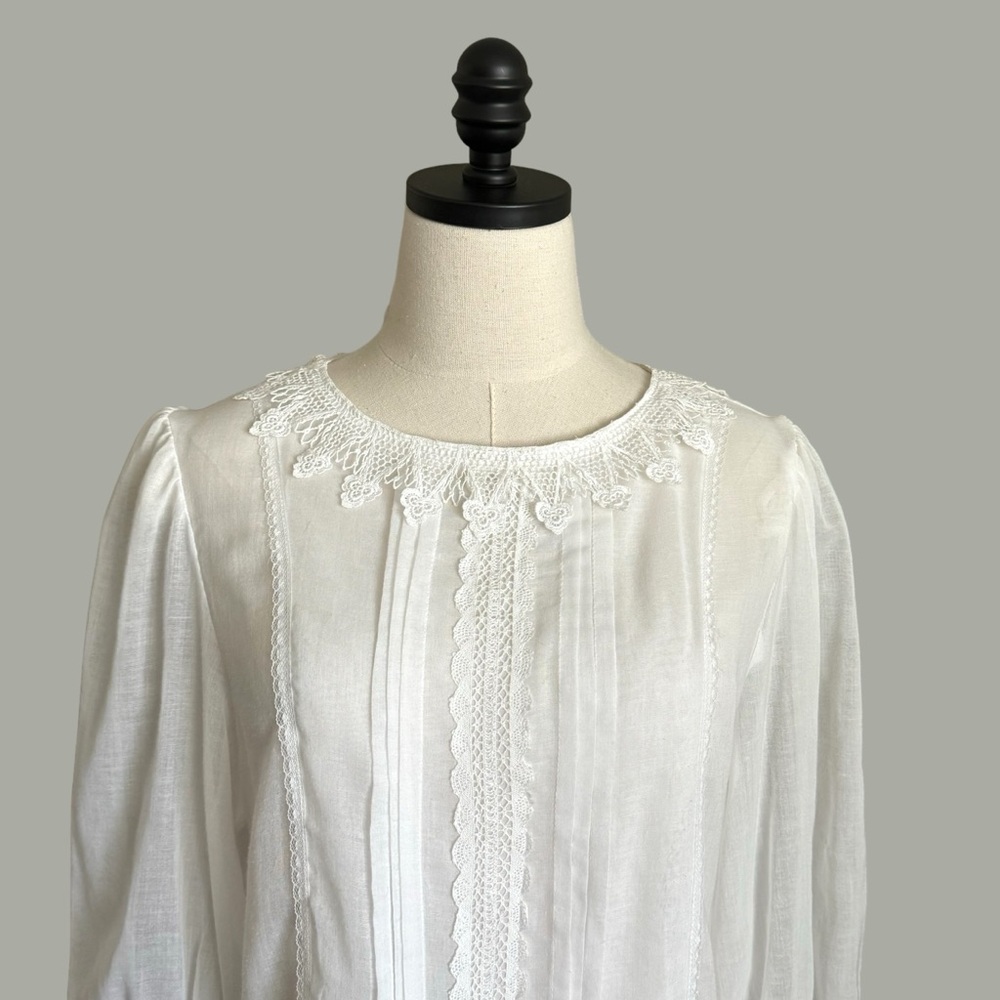 vintage 70s white cotton voile Gunne Sax blouse size small - Picture 5 of 11